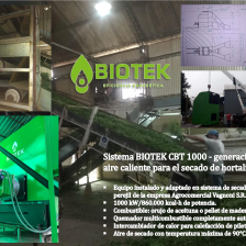 Sistema BIOTEK Generador de Aire caliente para reconversión de secadero de Hortalizas